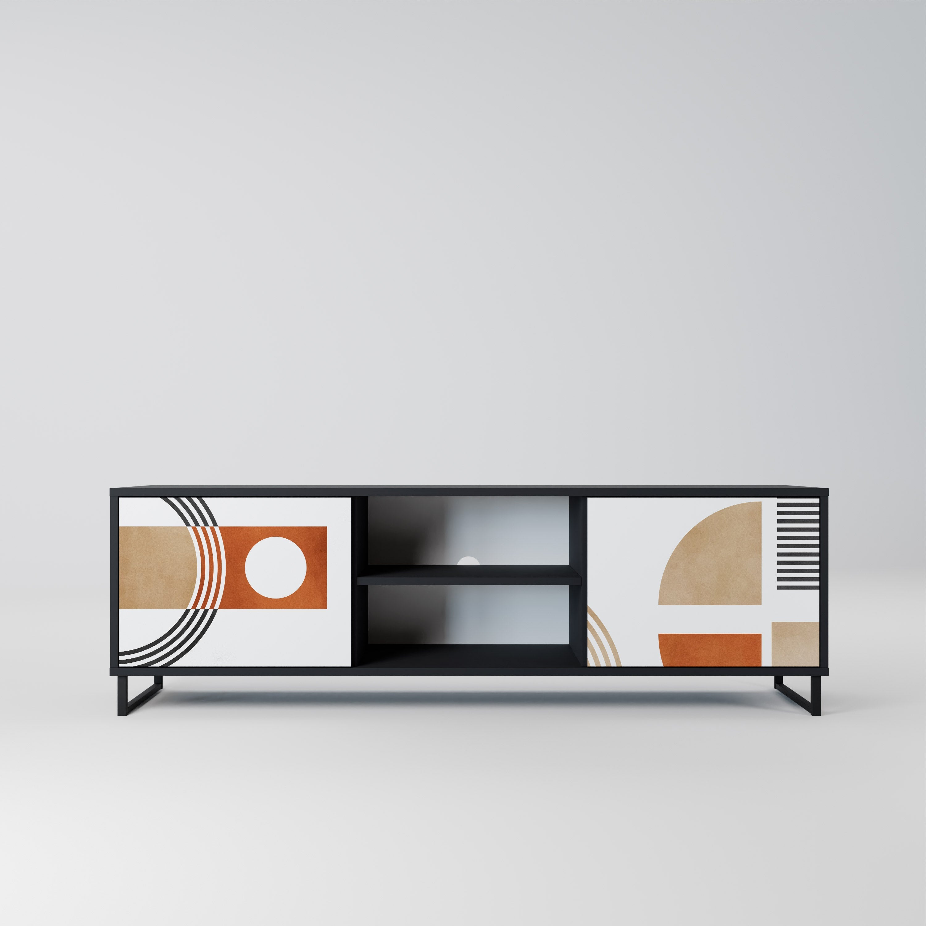 CIRCLE RHYTM Móvel de TV com 2 Portas em Acabamento Preto