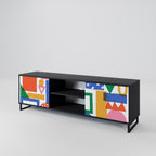 GEOMETRIC GLIMMER 2-Door TV Stand in Black Finish