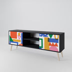 GEOMETRIC GLIMMER 2-Door TV Stand in Black Finish