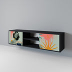 KANAGAWA BEAUTY 2-Door TV Stand in Black Finish