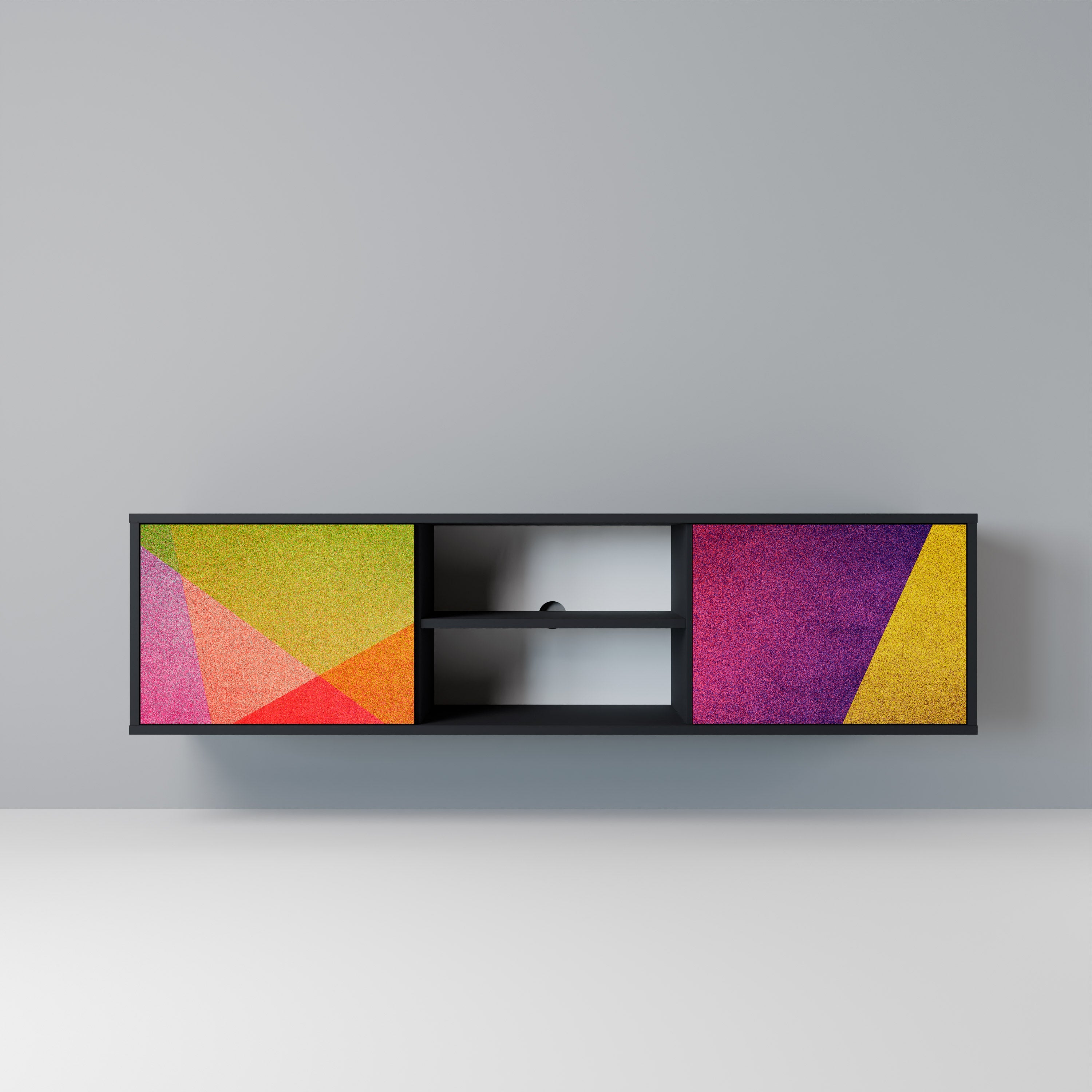 VIVID GEOMETRY Móvel de TV com 2 Portas em Acabamento Preto