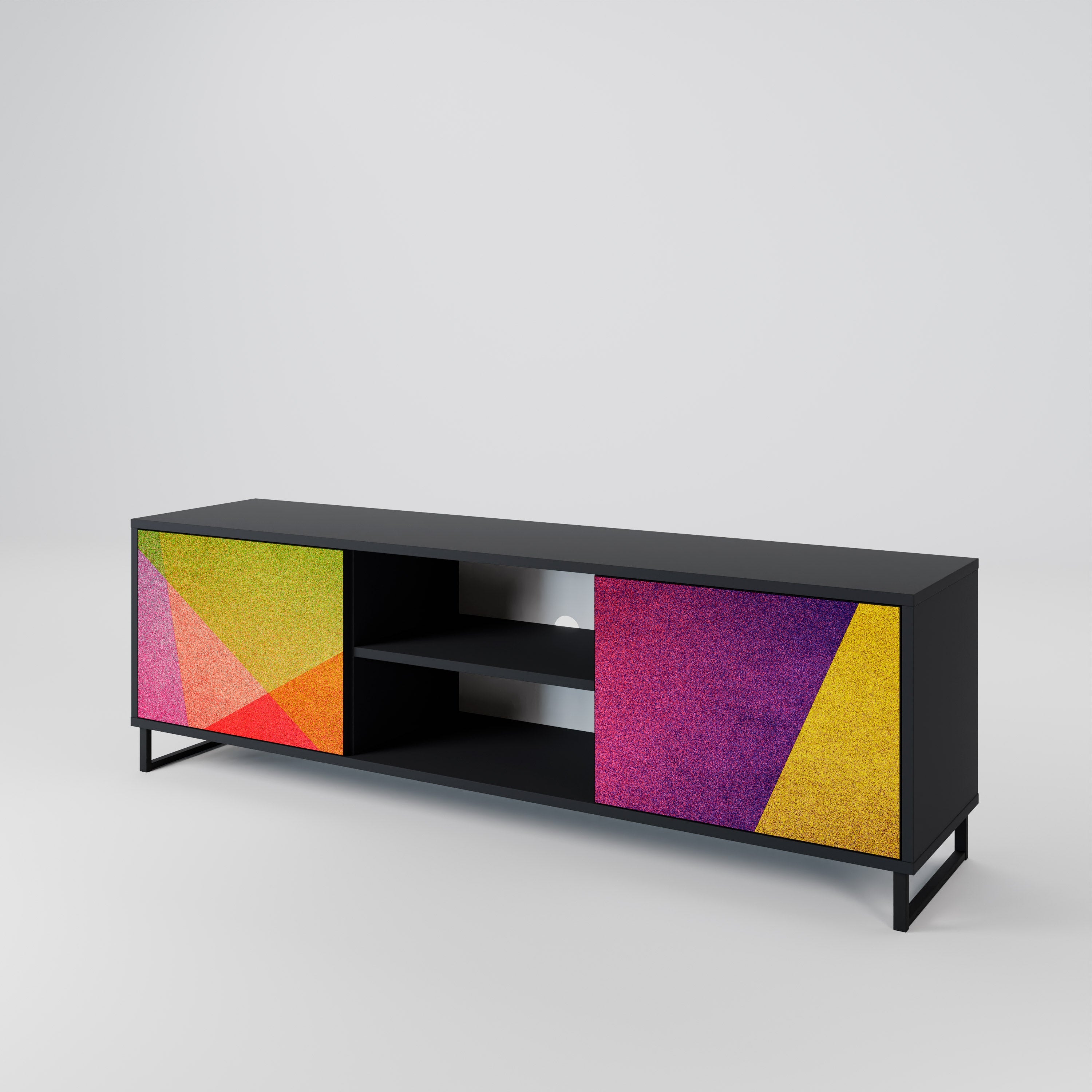 VIVID GEOMETRY Móvel de TV com 2 Portas em Acabamento Preto