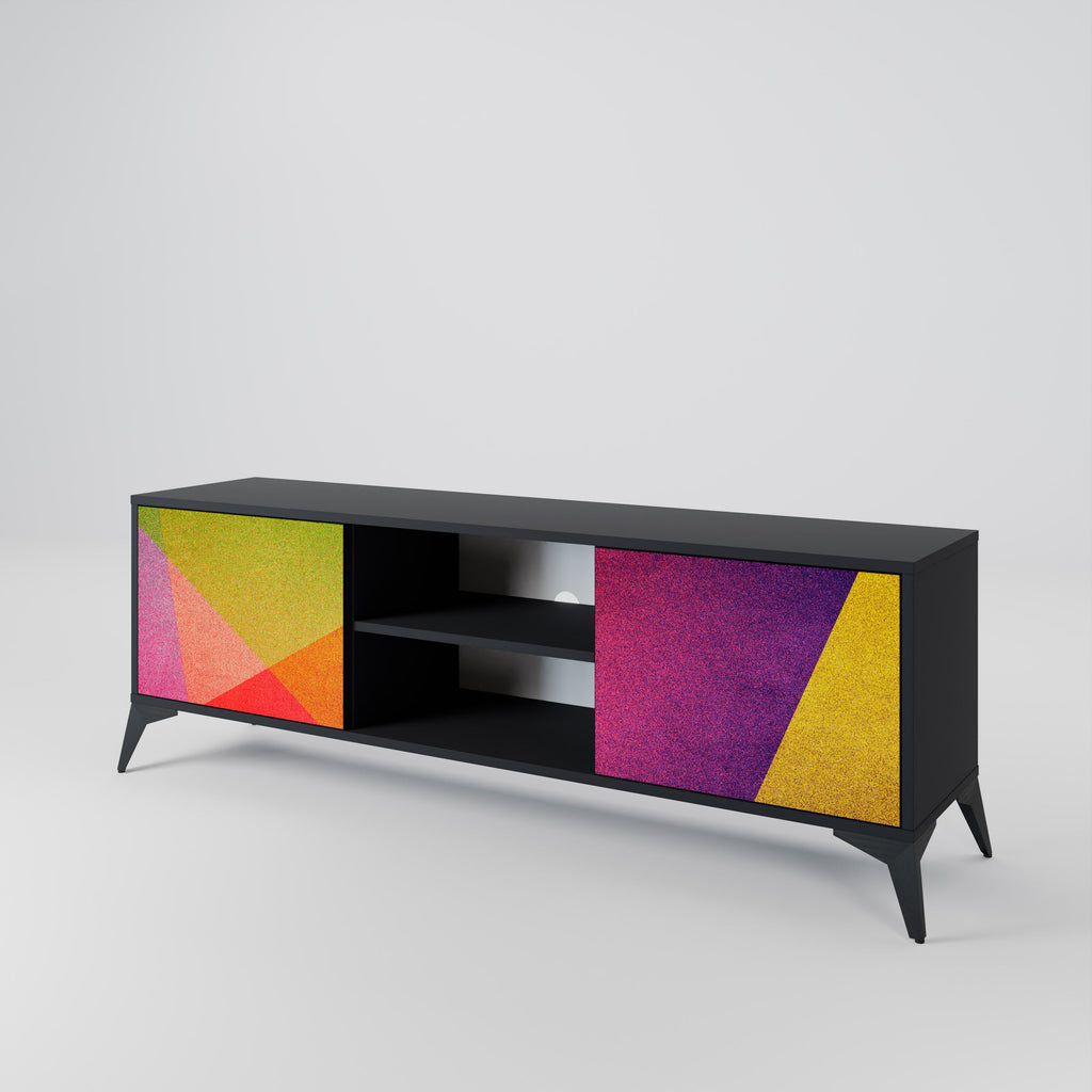 VIVID GEOMETRY Móvel de TV com 2 Portas em Acabamento Preto