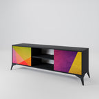 VIVID GEOMETRY Móvel de TV com 2 Portas em Acabamento Preto