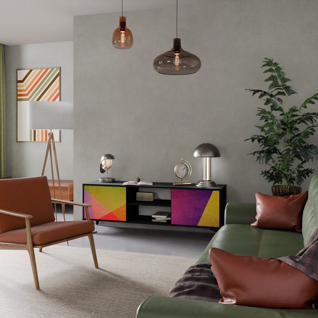 VIVID GEOMETRY Móvel de TV com 2 Portas em Acabamento Preto