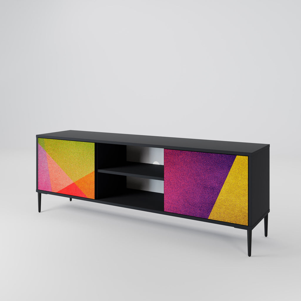 VIVID GEOMETRY Móvel de TV com 2 Portas em Acabamento Preto