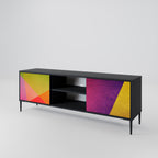 VIVID GEOMETRY Móvel de TV com 2 Portas em Acabamento Preto