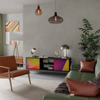 VIVID GEOMETRY Móvel de TV com 2 Portas em Acabamento Preto