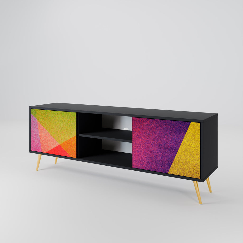 VIVID GEOMETRY Móvel de TV com 2 Portas em Acabamento Preto