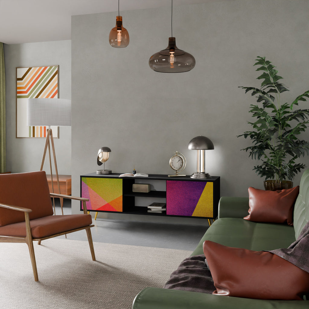 VIVID GEOMETRY Móvel de TV com 2 Portas em Acabamento Preto
