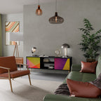 VIVID GEOMETRY Móvel de TV com 2 Portas em Acabamento Preto