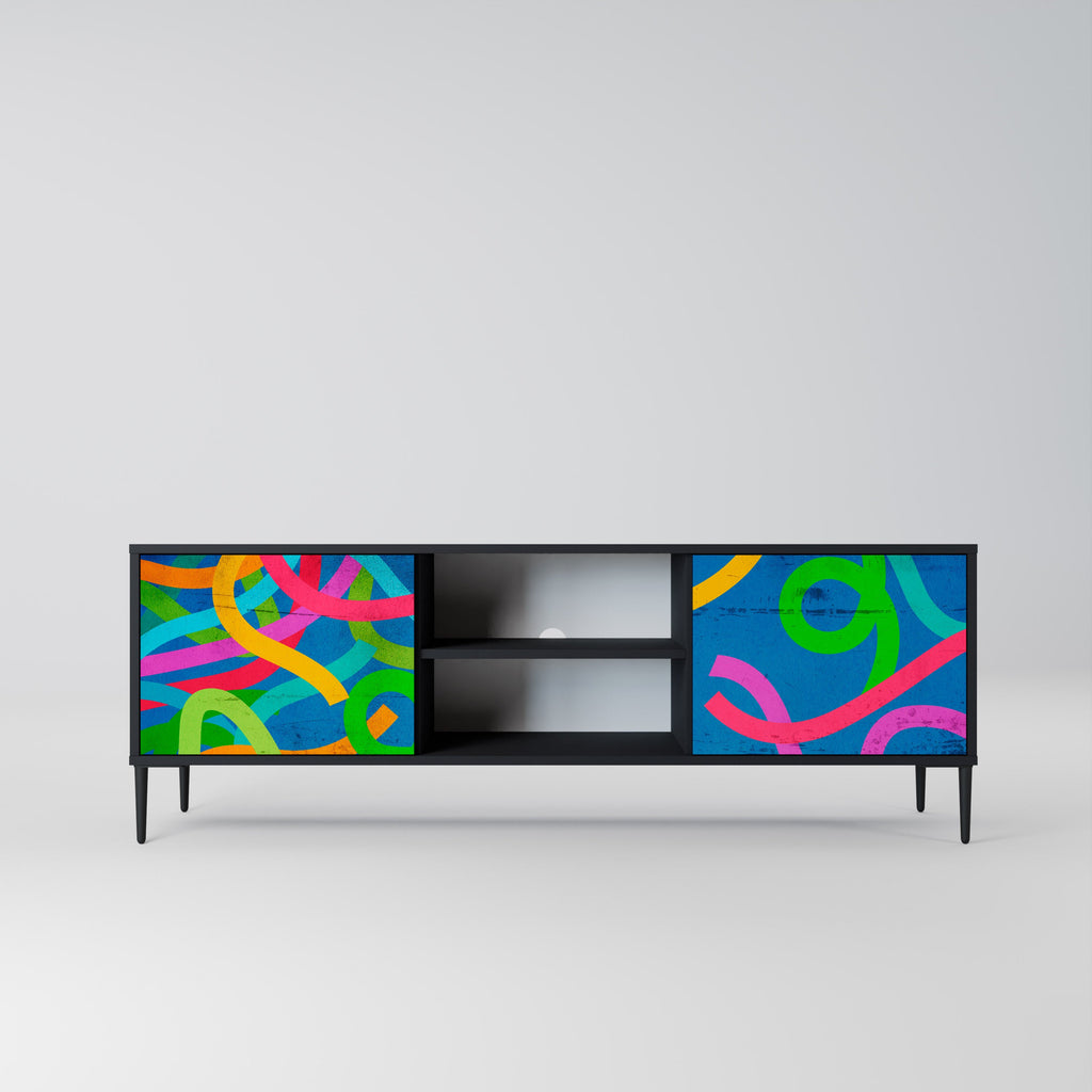 STREAMER TANGLE Móvel de TV com 2 Portas em Acabamento Preto