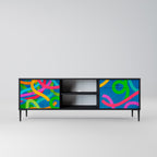 STREAMER TANGLE Móvel de TV com 2 Portas em Acabamento Preto