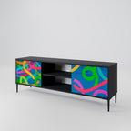 STREAMER TANGLE Móvel de TV com 2 Portas em Acabamento Preto