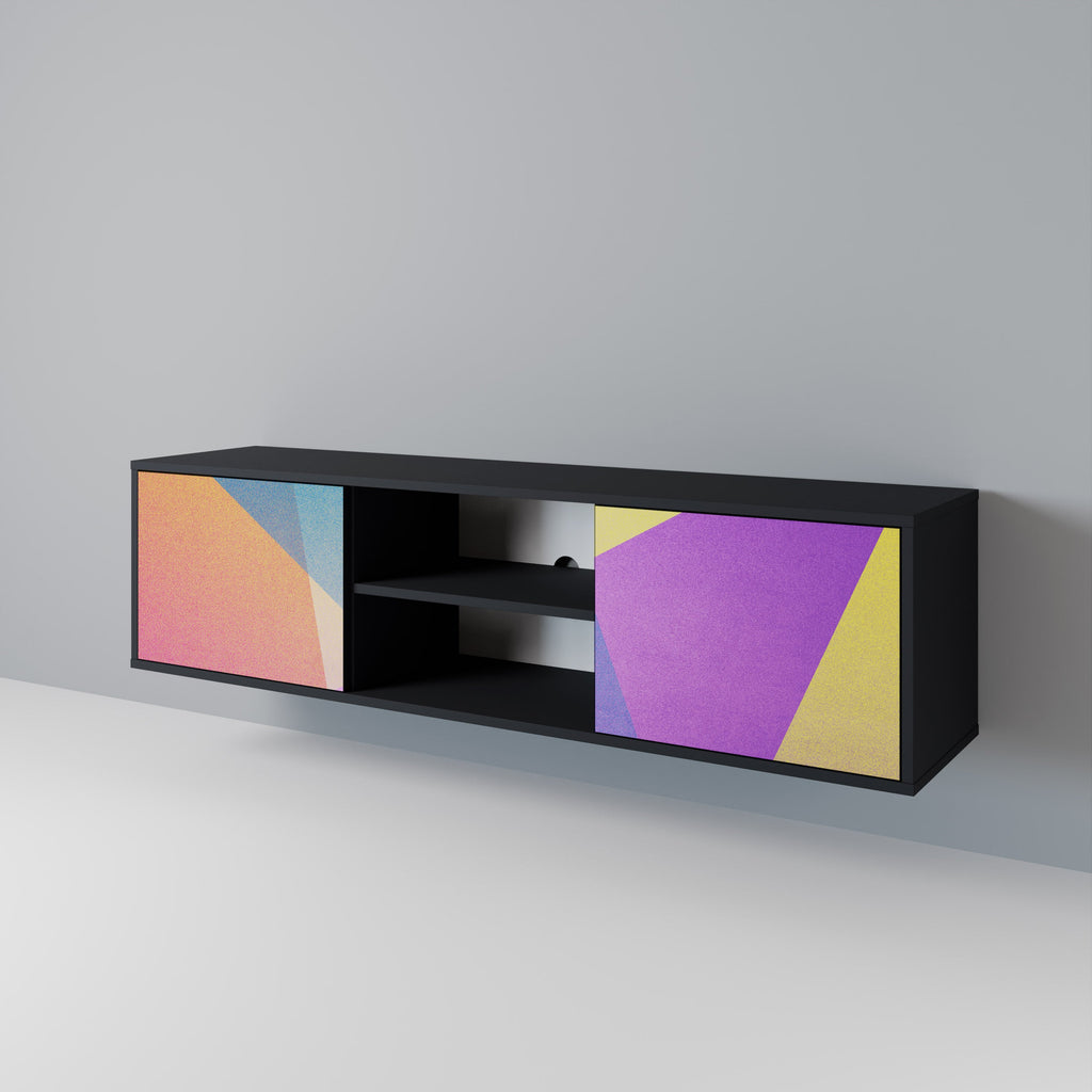 BRIGHT GEOMETRY Móvel de TV com 2 Portas em Acabamento Preto
