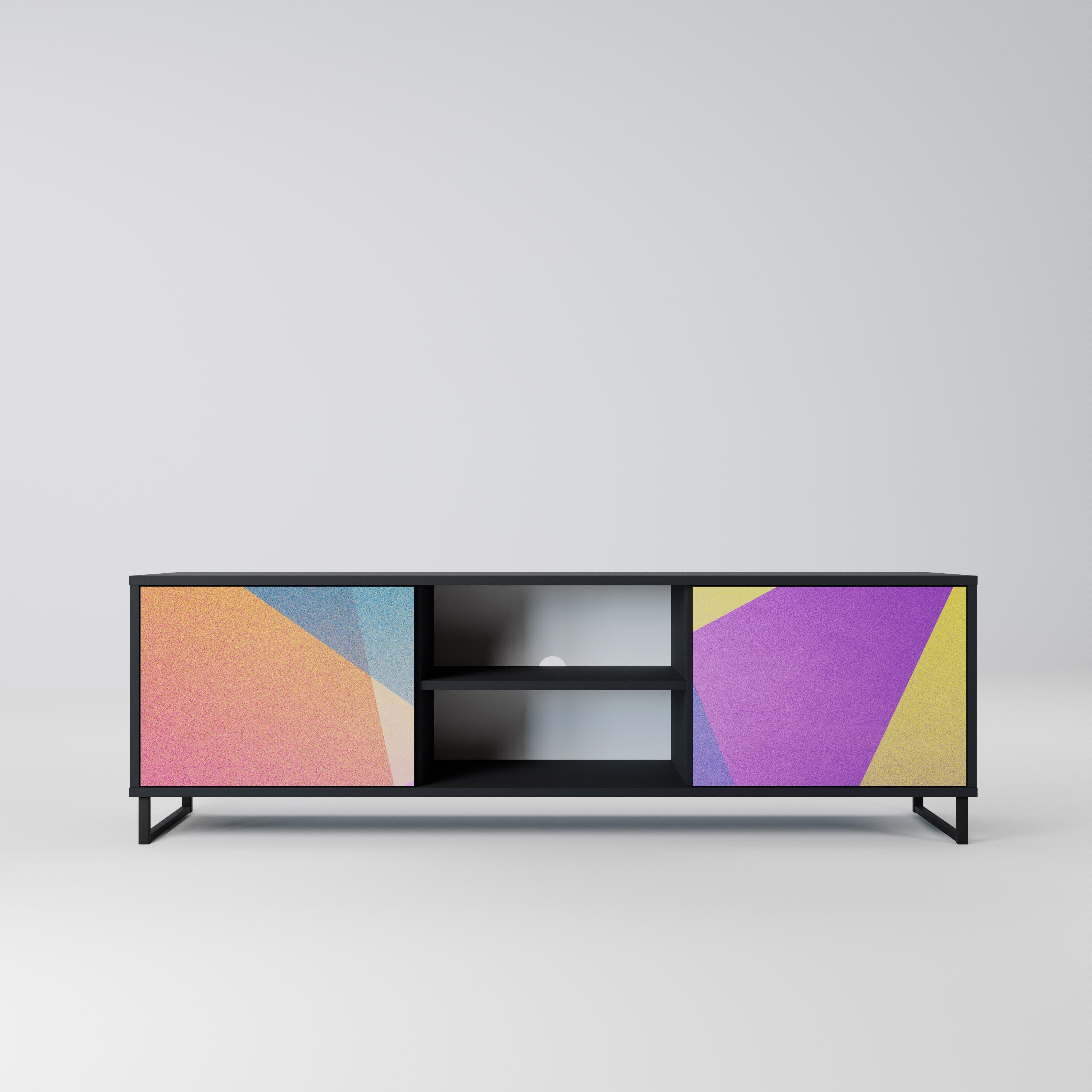 BRIGHT GEOMETRY Móvel de TV com 2 Portas em Acabamento Preto