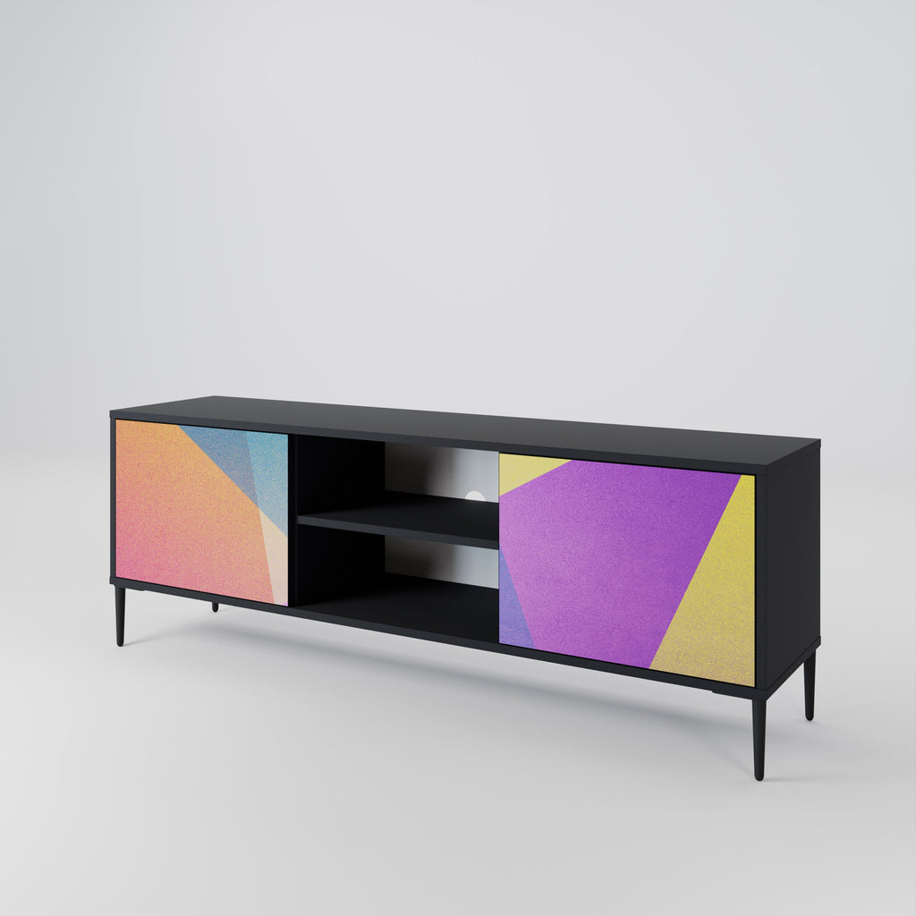 BRIGHT GEOMETRY Móvel de TV com 2 Portas em Acabamento Preto