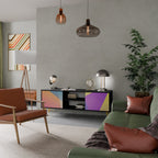 BRIGHT GEOMETRY Móvel de TV com 2 Portas em Acabamento Preto