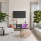 BRIGHT GEOMETRY Móvel de TV com 2 Portas em Acabamento Preto