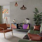 BRIGHT GEOMETRY Móvel de TV com 2 Portas em Acabamento Preto