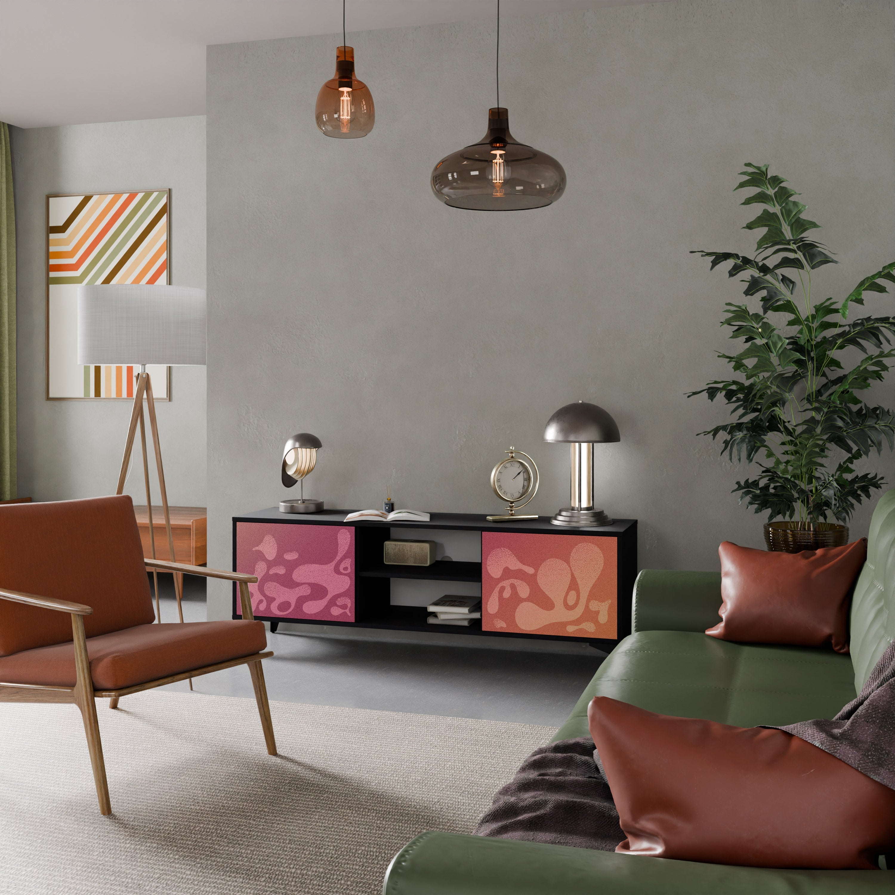 IRREGULAR PINK Móvel de TV com 2 Portas em Acabamento Preto