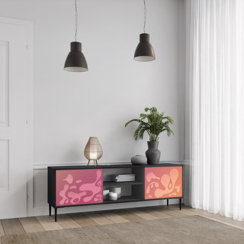 IRREGULAR PINK Móvel de TV com 2 Portas em Acabamento Preto