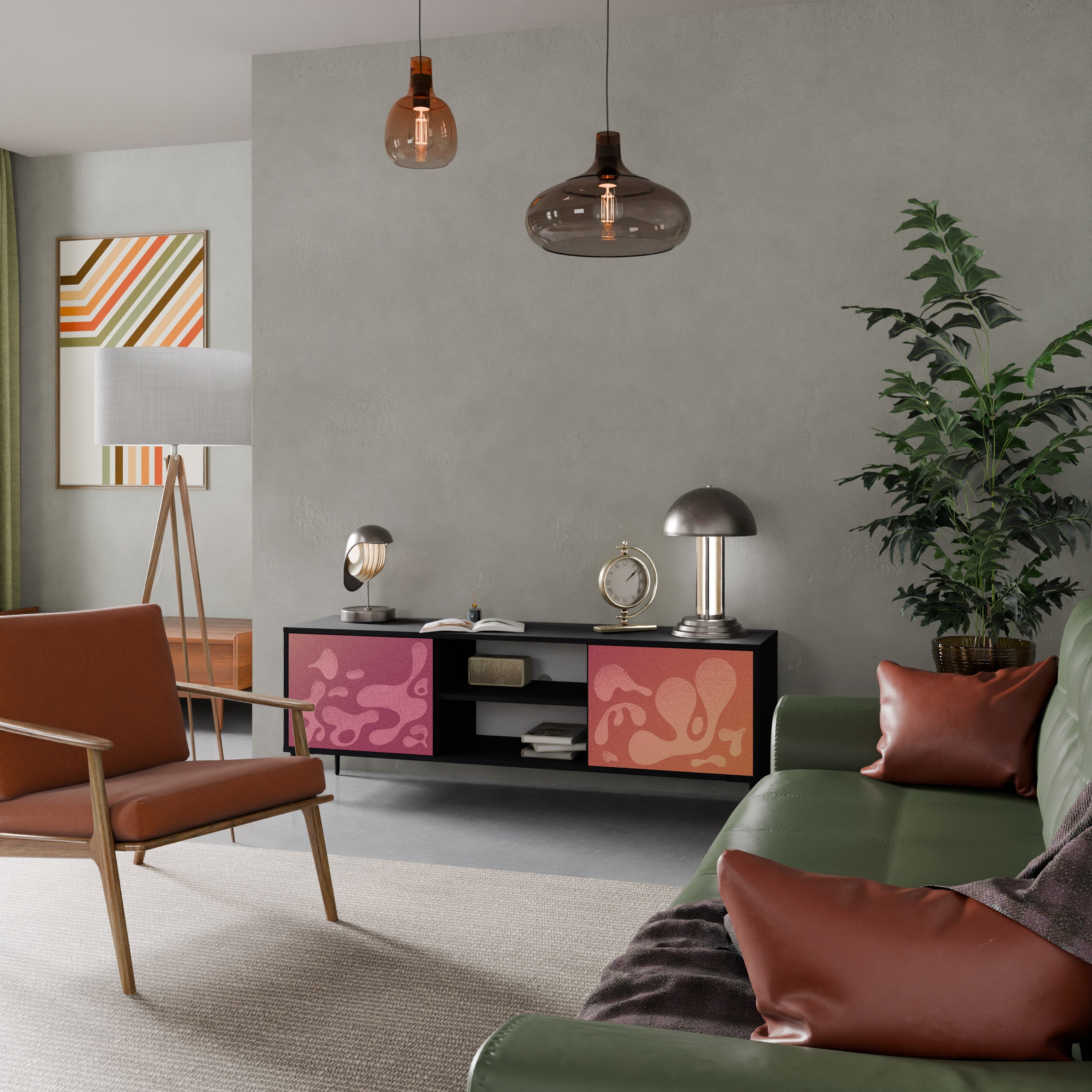 IRREGULAR PINK Móvel de TV com 2 Portas em Acabamento Preto