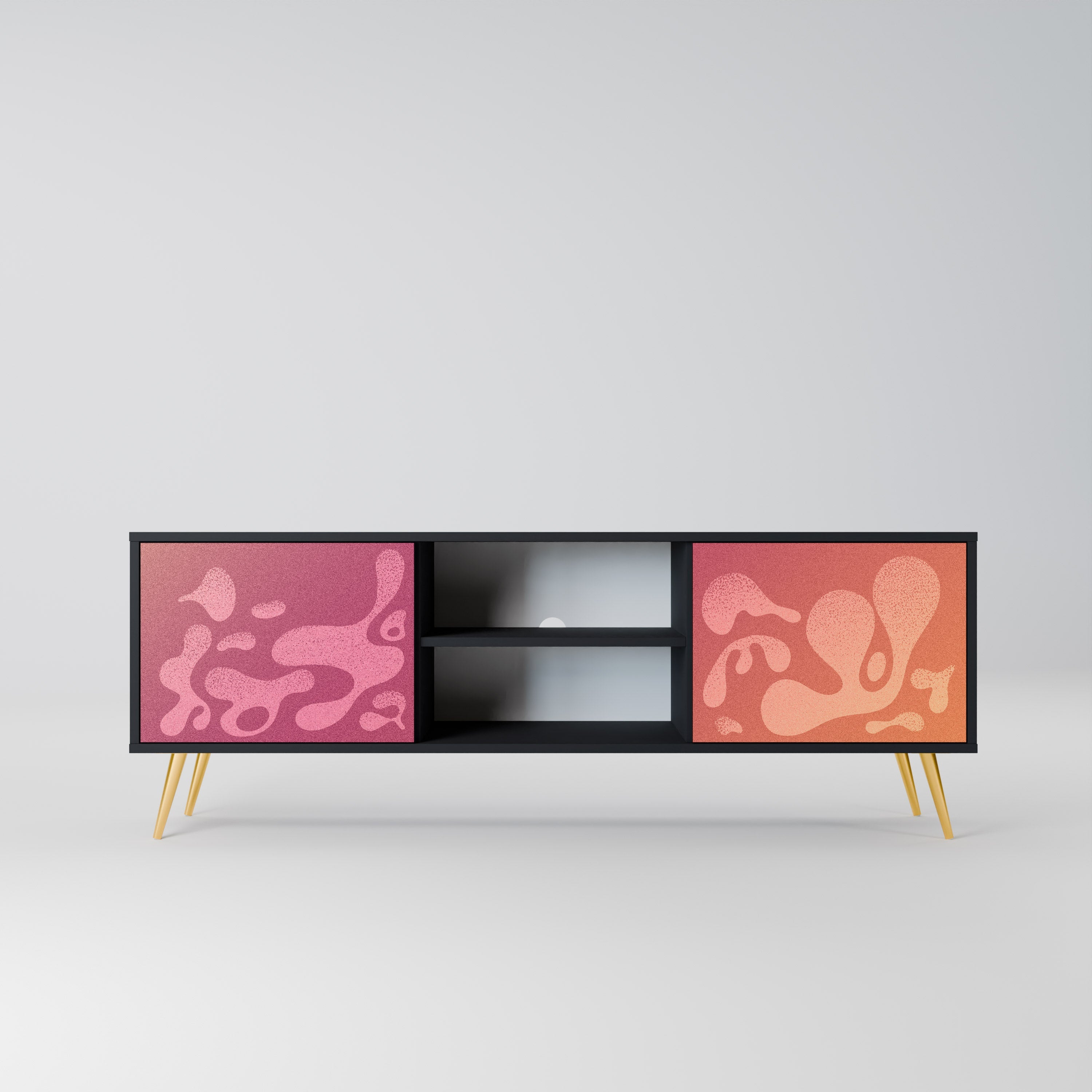 IRREGULAR PINK Móvel de TV com 2 Portas em Acabamento Preto
