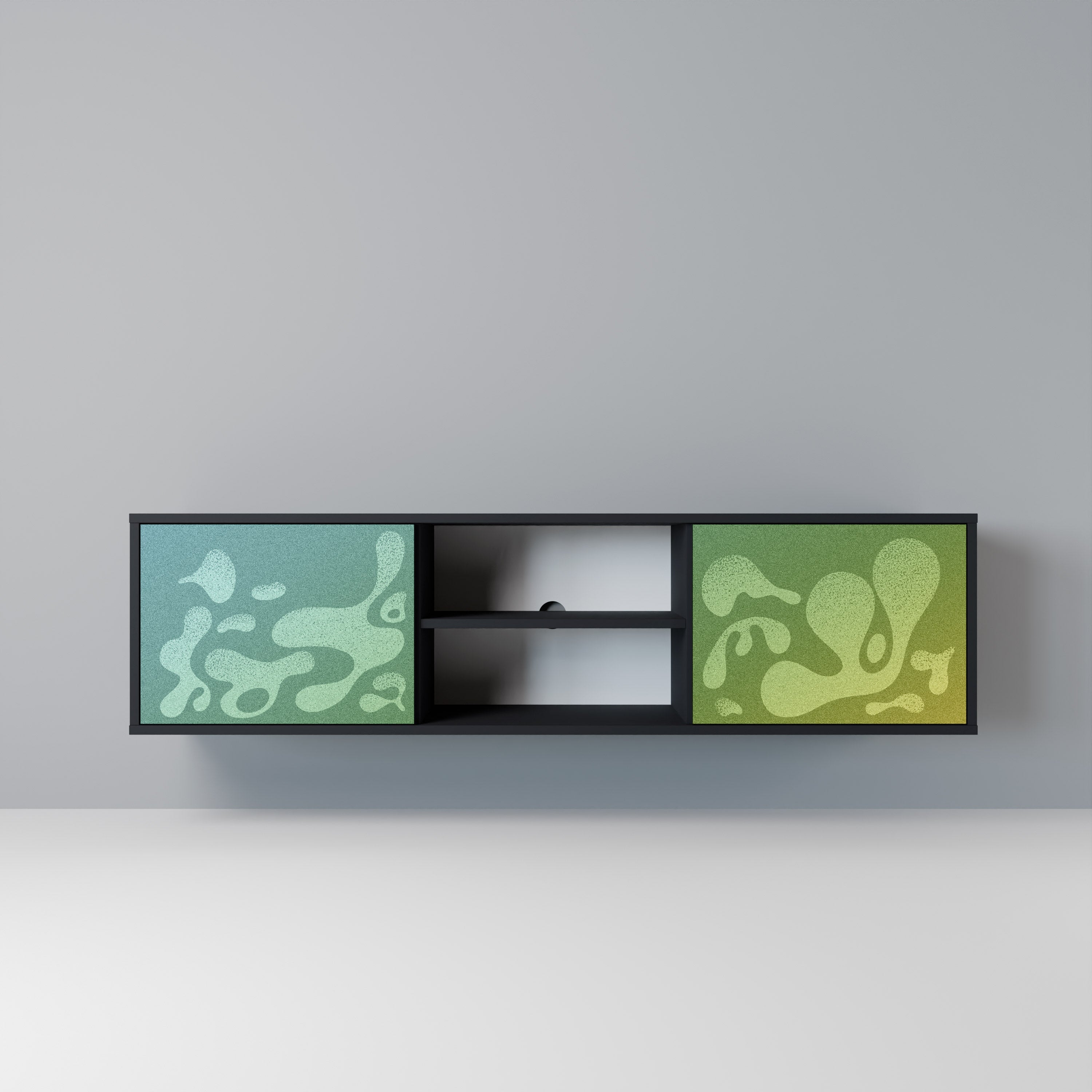 IRREGULAR BLUE Móvel de TV com 2 Portas em Acabamento Preto