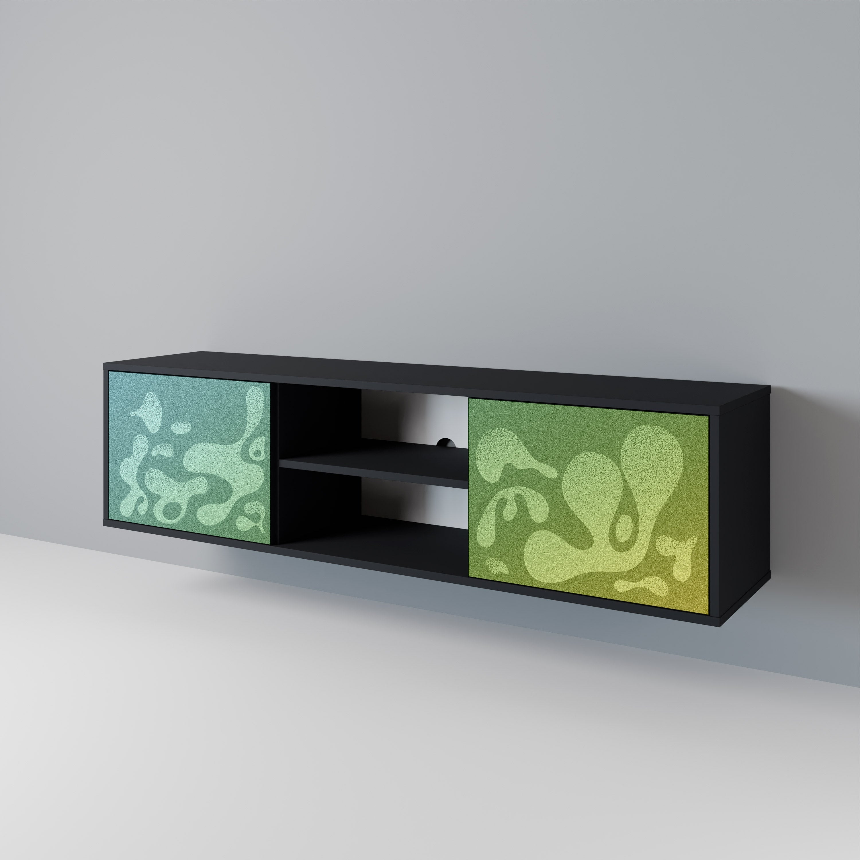 IRREGULAR BLUE Móvel de TV com 2 Portas em Acabamento Preto