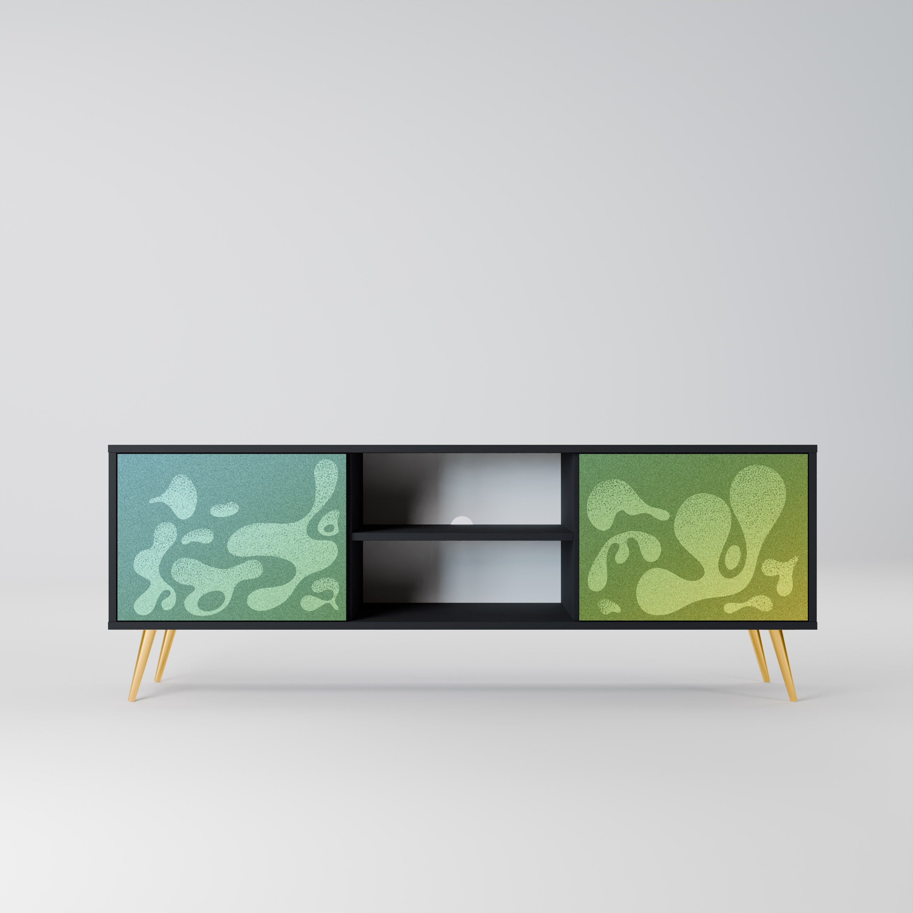 IRREGULAR BLUE Móvel de TV com 2 Portas em Acabamento Preto