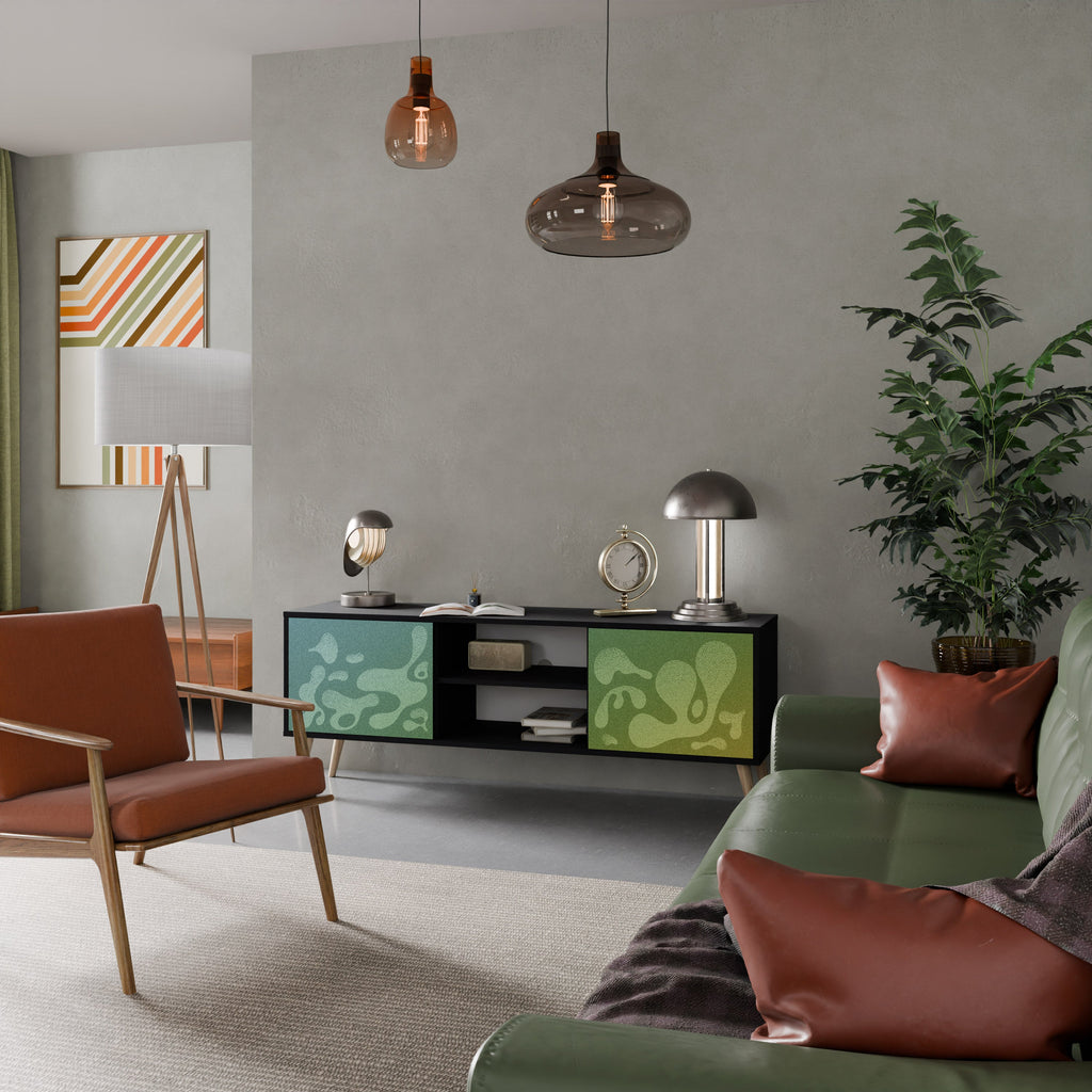 IRREGULAR BLUE Móvel de TV com 2 Portas em Acabamento Preto