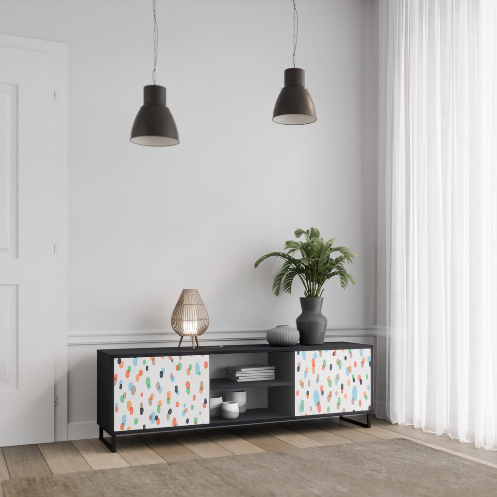 ENERGETIC SPOTS Móvel de TV com 2 Portas em Acabamento Preto