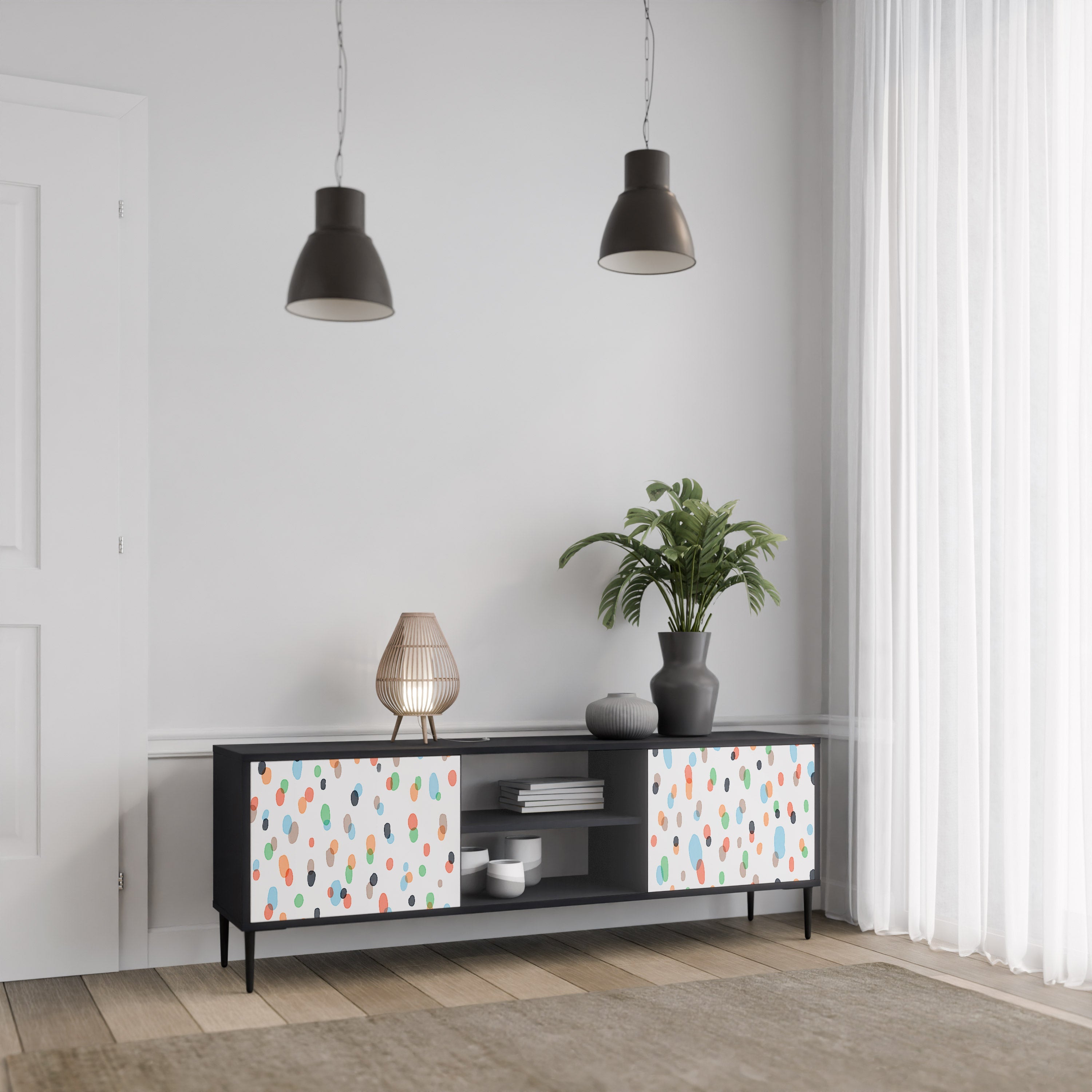 ENERGETIC SPOTS Móvel de TV com 2 Portas em Acabamento Preto