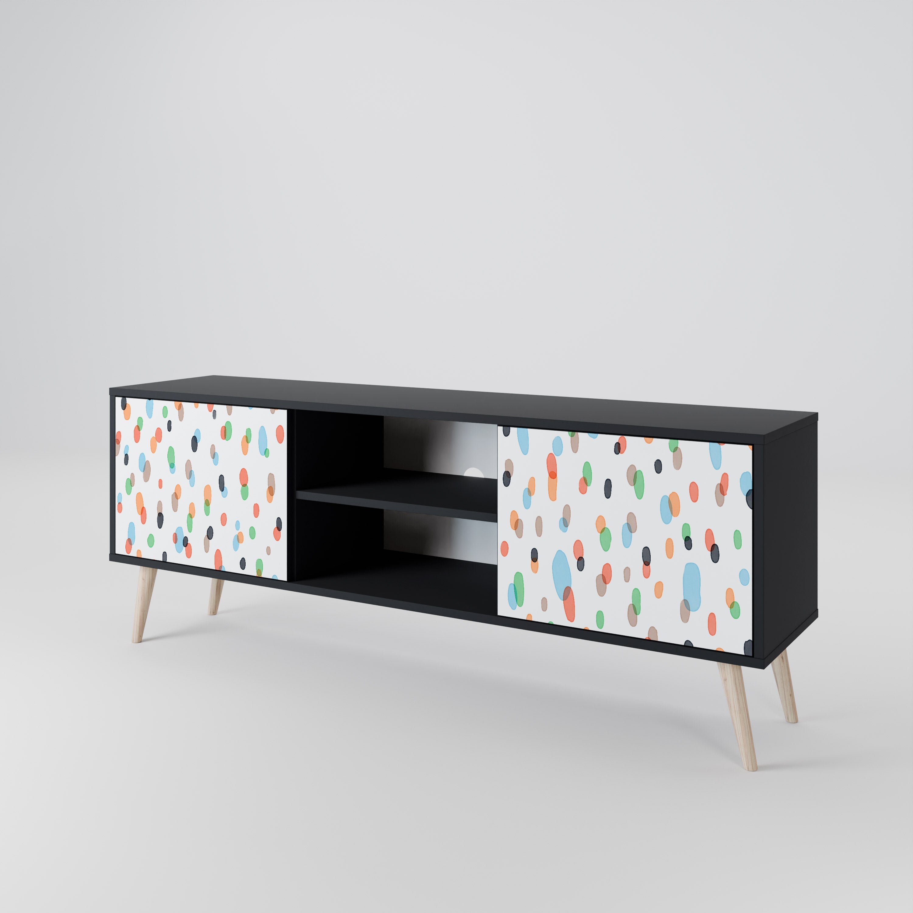 ENERGETIC SPOTS Móvel de TV com 2 Portas em Acabamento Preto