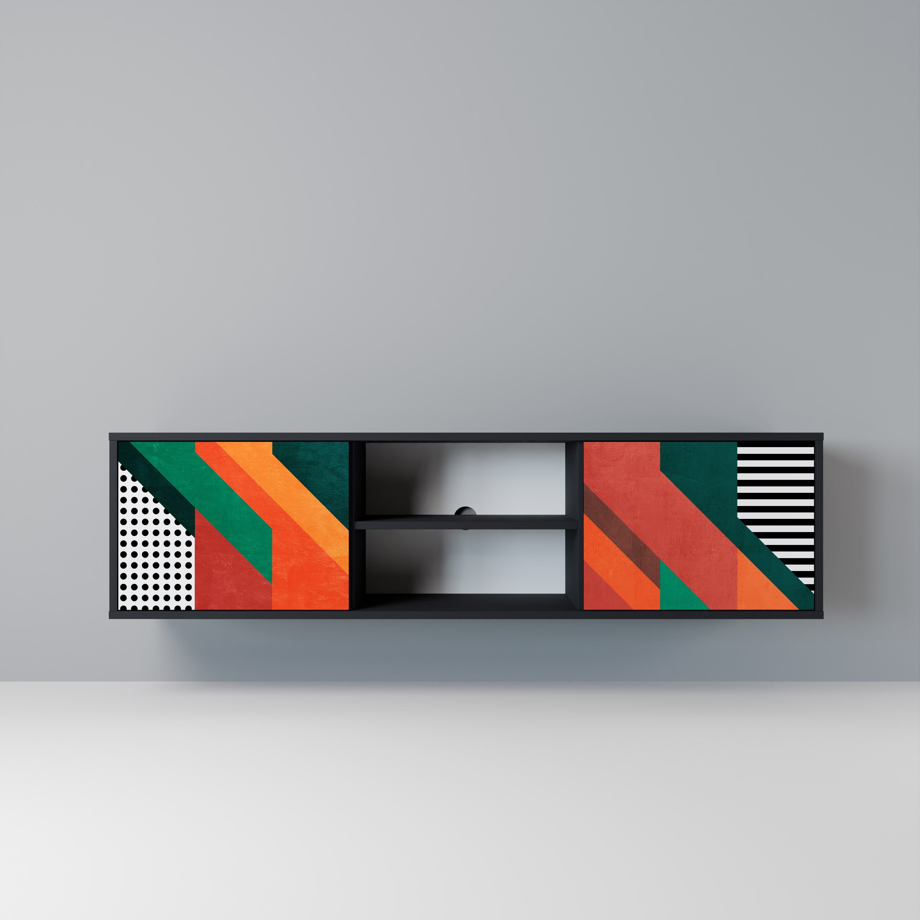 MAKESHIFT ARTISTRY Móvel de TV com 2 Portas em Acabamento Preto