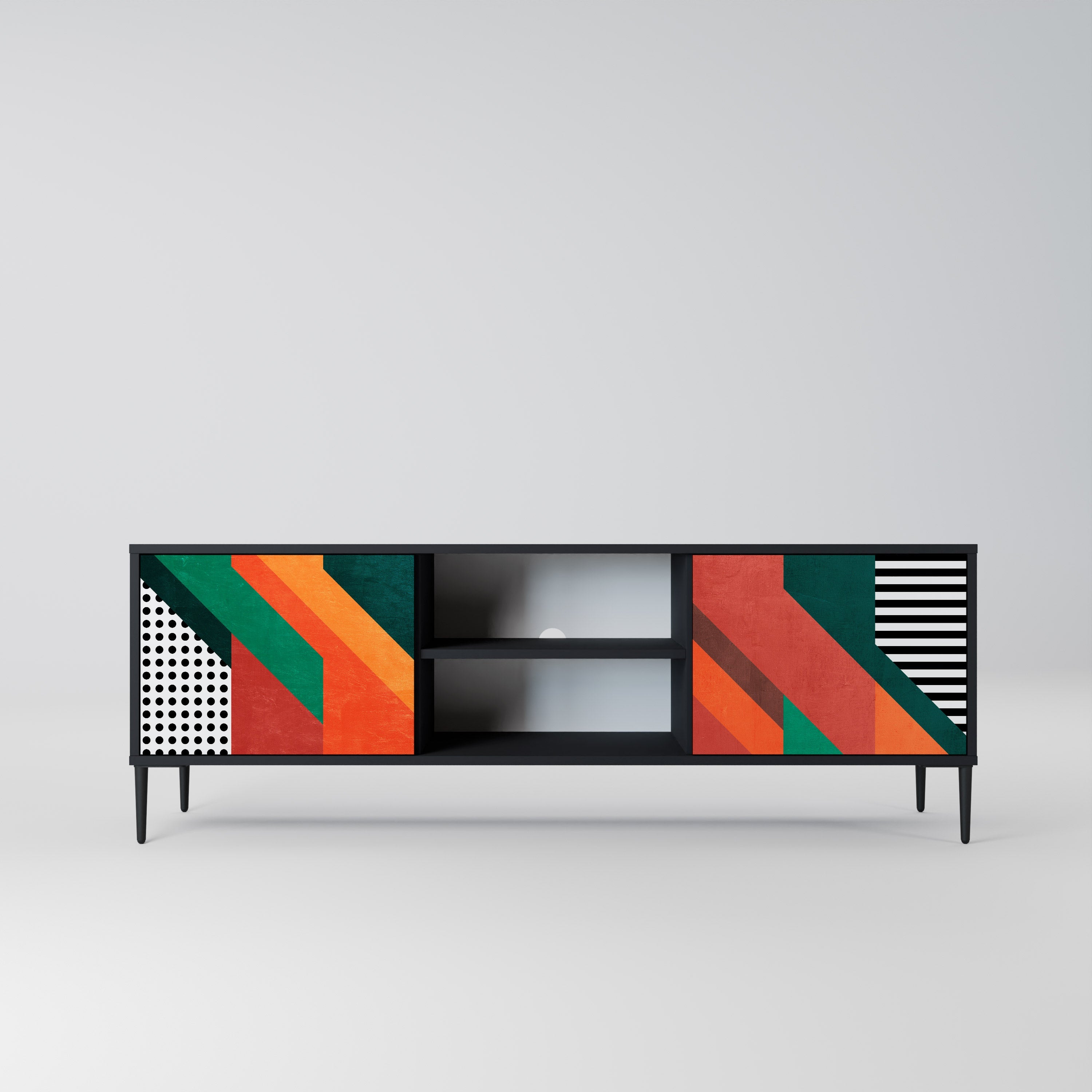 MAKESHIFT ARTISTRY Móvel de TV com 2 Portas em Acabamento Preto