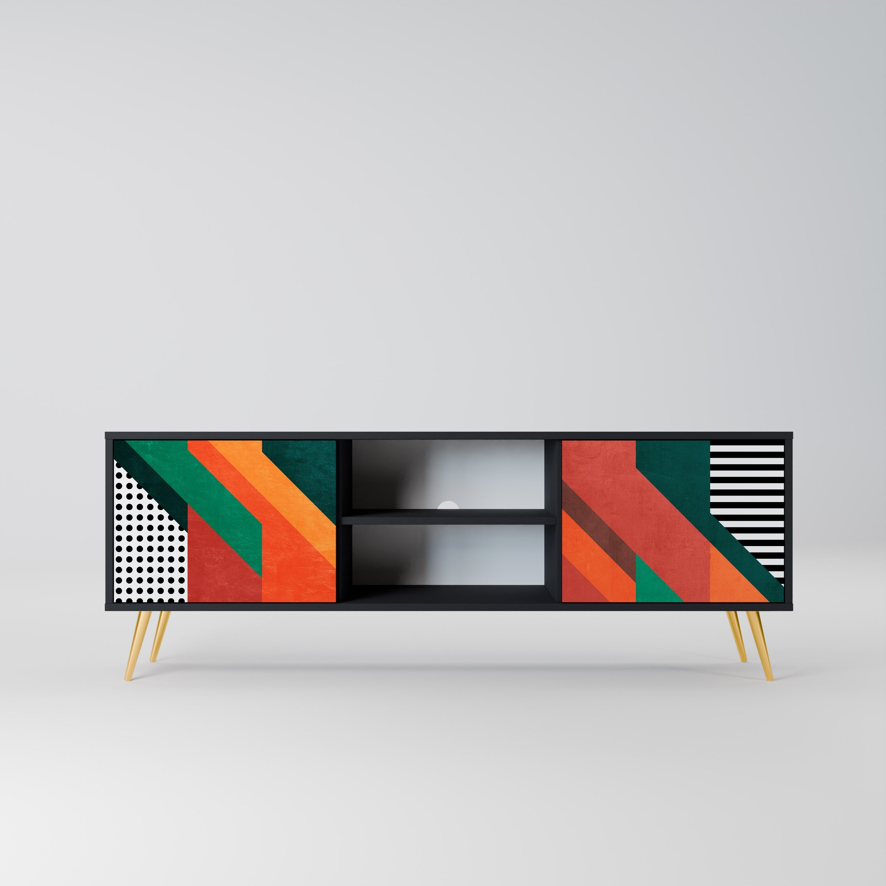 MAKESHIFT ARTISTRY Móvel de TV com 2 Portas em Acabamento Preto