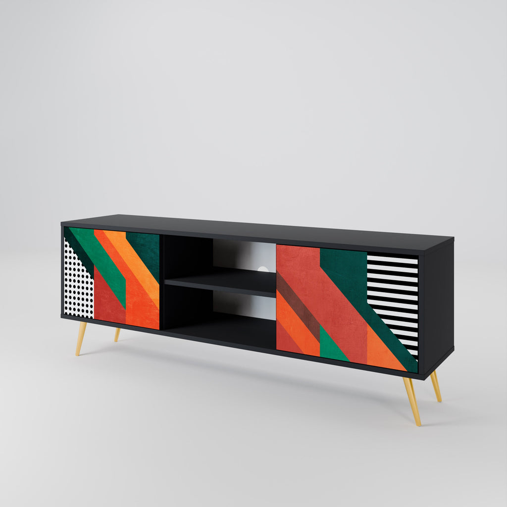 MAKESHIFT ARTISTRY Móvel de TV com 2 Portas em Acabamento Preto