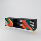 MAKESHIFT ARTISTRY Móvel de TV com 2 Portas em Acabamento Preto