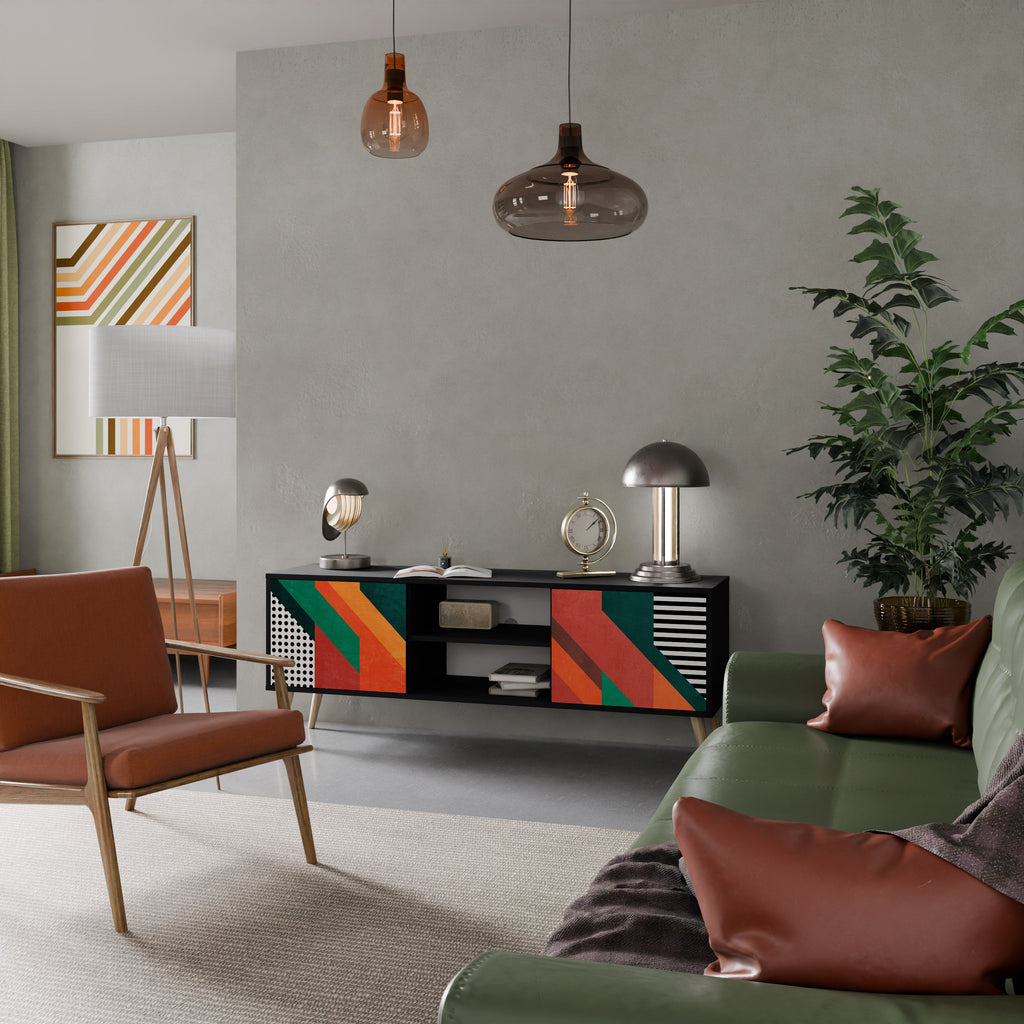 MAKESHIFT ARTISTRY Móvel de TV com 2 Portas em Acabamento Preto