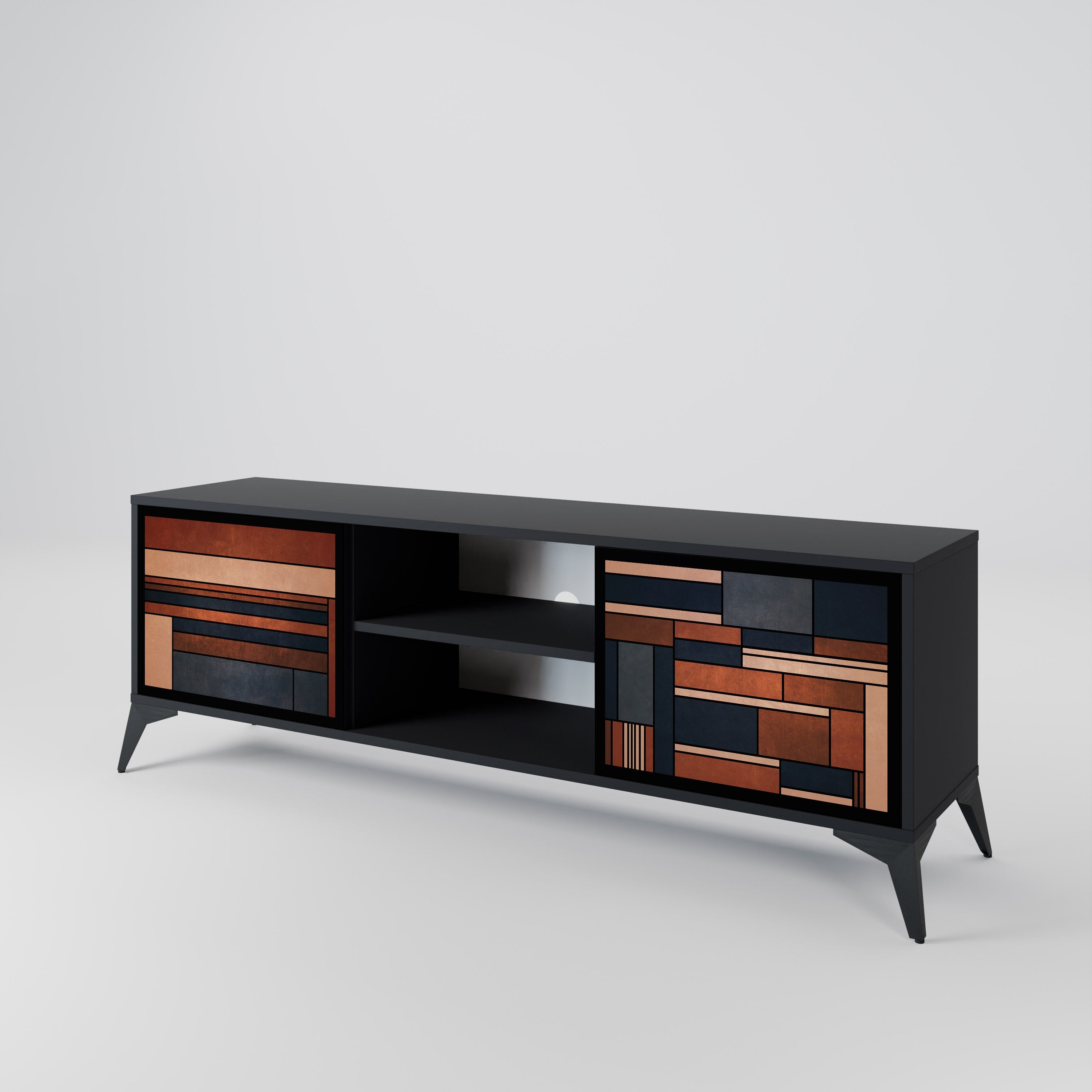 INTREPID FORMATION Móvel de TV com 2 Portas em Acabamento Preto