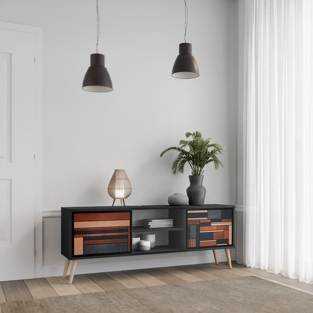 INTREPID FORMATION Móvel de TV com 2 Portas em Acabamento Preto