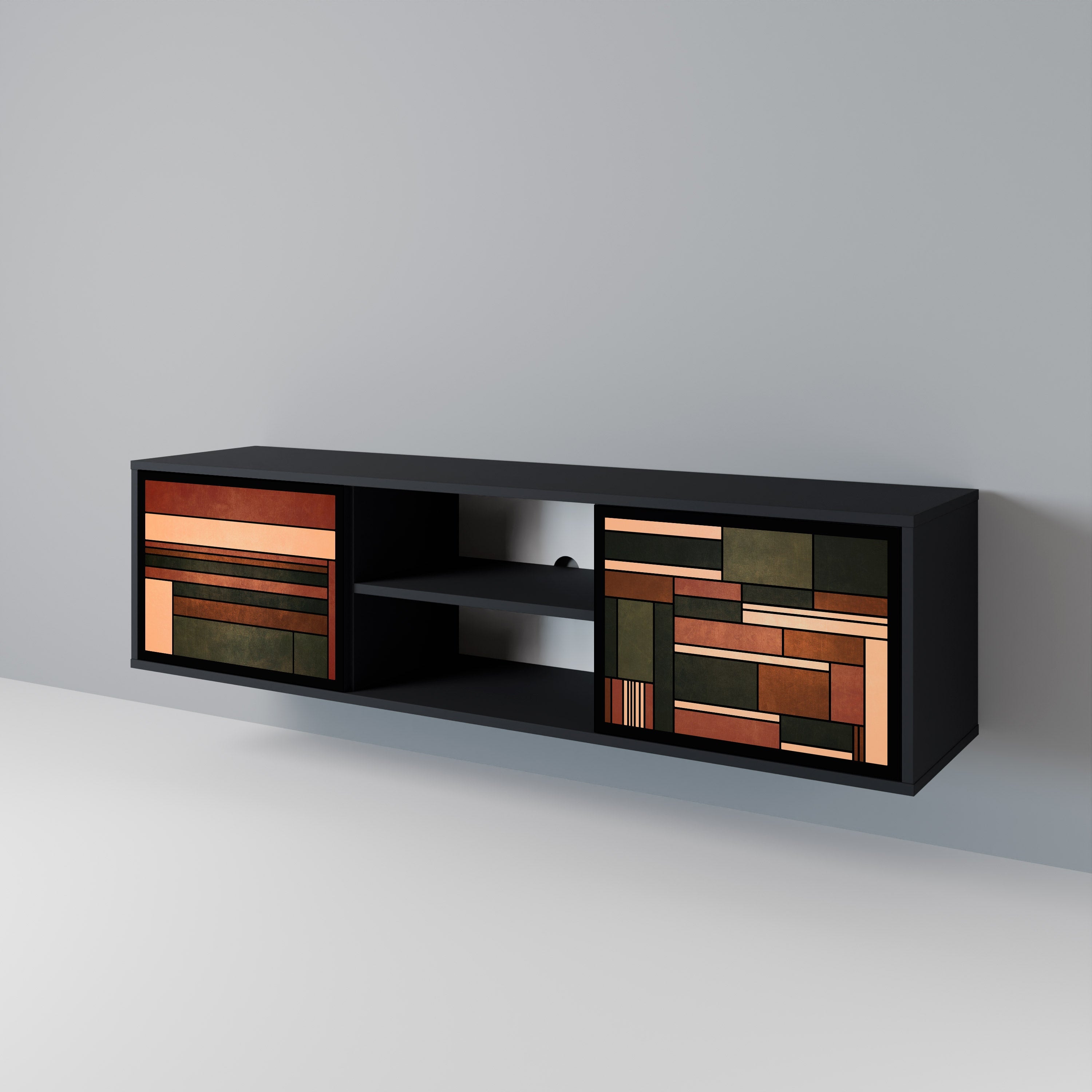 FIGURES OF NATURE 2-Door TV Stand in Black Finish