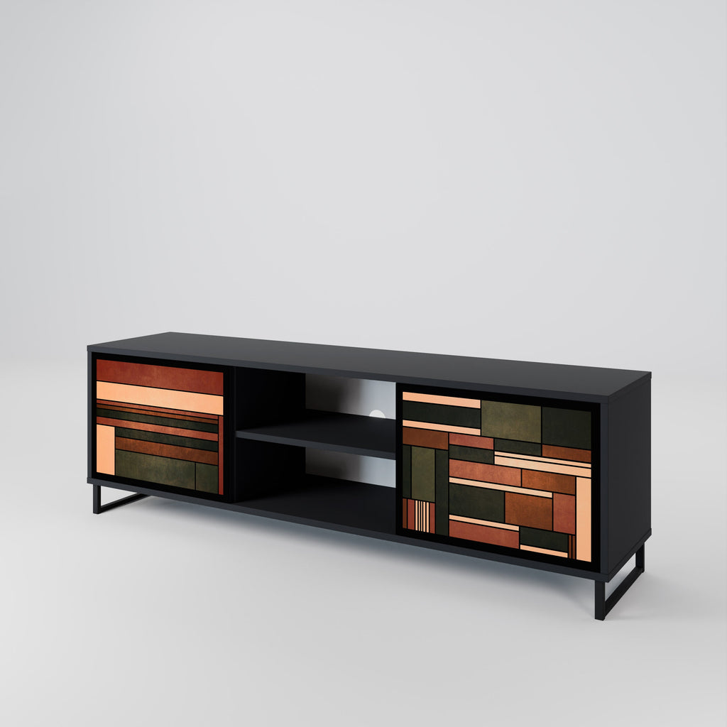 FIGURES OF NATURE 2-Door TV Stand in Black Finish