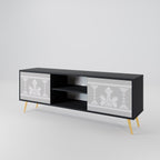 THAI GRAY Móvel de TV com 2 Portas em Acabamento Preto