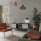 THAI GRAY Móvel de TV com 2 Portas em Acabamento Preto