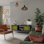 SUNSHINE EULOGY Móvel de TV com 2 Portas em Acabamento Preto