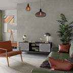 POLYGON ILLUSION Móvel de TV com 2 Portas em Acabamento Preto