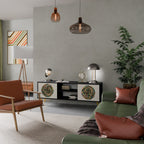 GREEN CIRCLES Móvel de TV com 2 Portas em Acabamento Preto